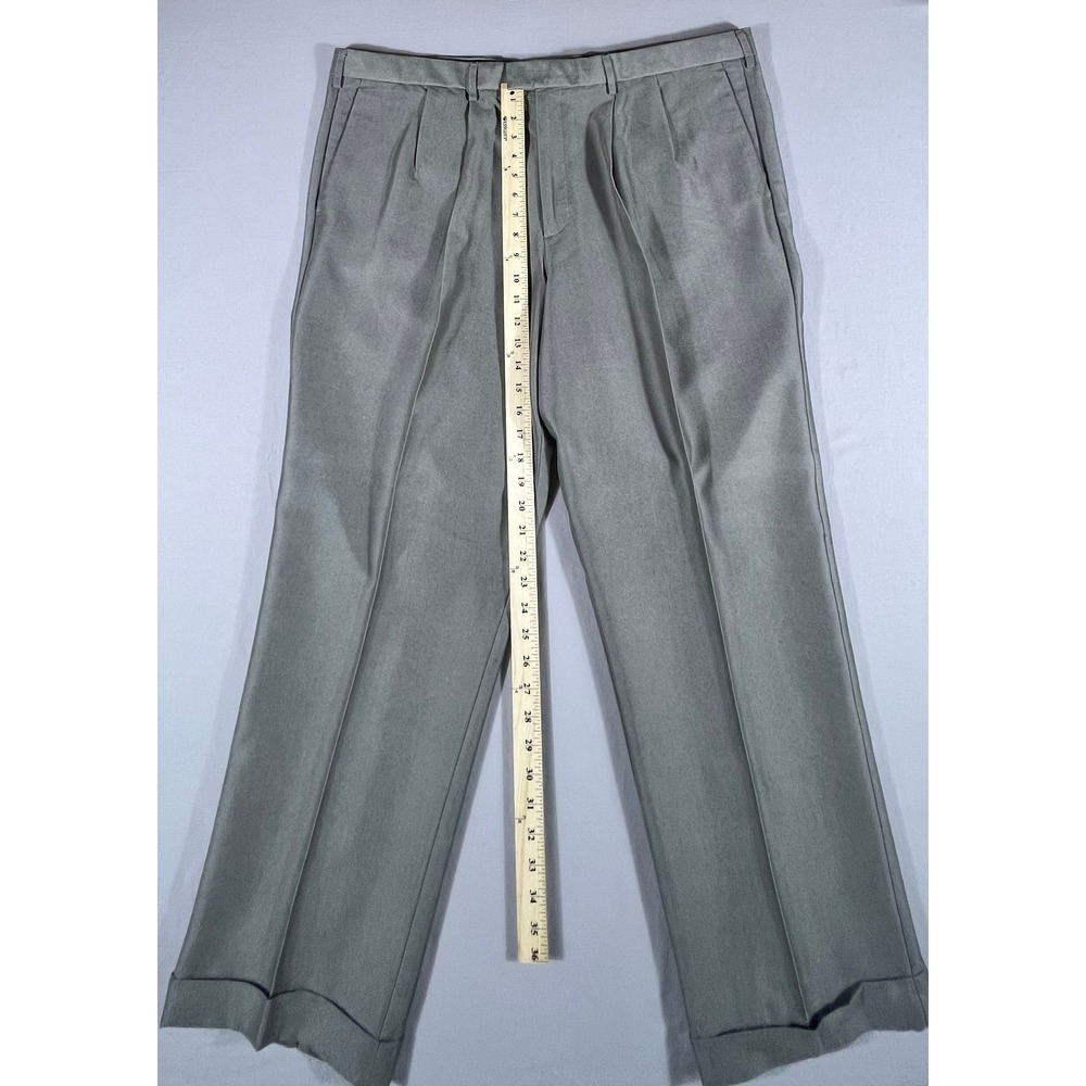 Dockers Men's Pleated Relaxed Fit Trousers Grey Tencel Blend Cuffed Pants 44x30 - Picture 10 of 10